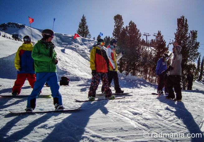 Chelone Miller waiting for the signal to lead Will Jackways and a brave crew of riders into the Loon Mountain monster jump at Superpark 2009.