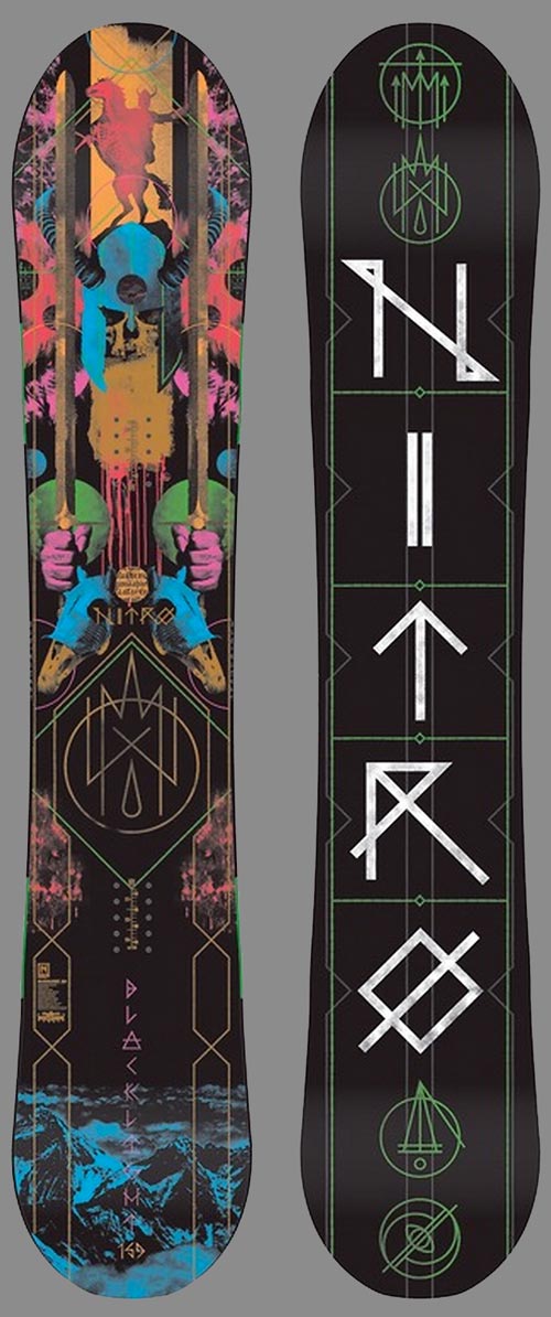 Epic 2015 Nitro Blacklight Gullwing 159 topsheet and base graphics.